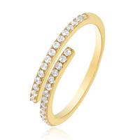 Elenza Verstelbare .925 Zilveren Ring met zirkonia Goudkleurig - thumbnail