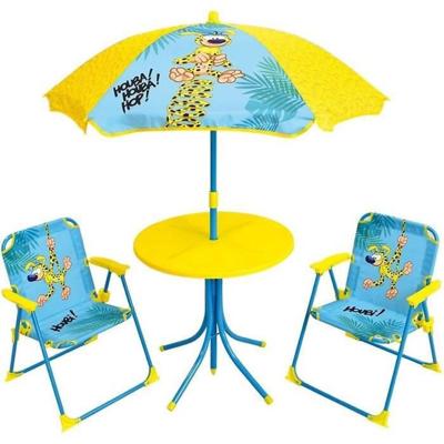 MARSUPILAMI Tuinmeubilair voor kinderen inclusief 1 tafel, 2 klapstoelen en 1 parasol
