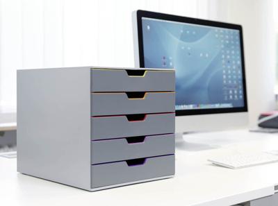 Durable VARICOLOR 5 - 7605 760527 Ladebox Grijs DIN A4, DIN C4, Folio, Letter Aantal lades: 5