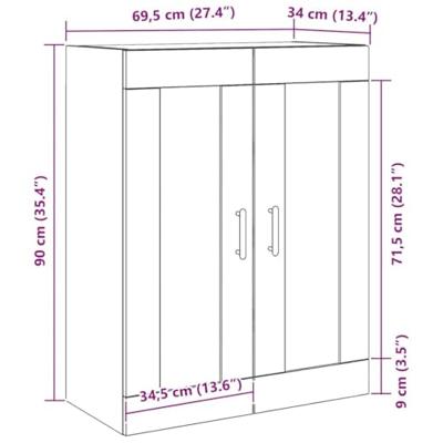 Wandkast Zwart Eiken 69,5 x 34 x 90 cm Bewerkt hout