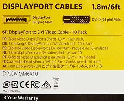 StarTech.com DisplayPort naar DVI kabel - 1920x1200 - M/M - 1,8 m - set van 10