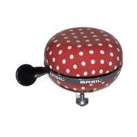 Basil polkadot - fietsbel - 80 mm - rood / wit - thumbnail