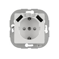 REV 0240130106 Stopcontact (onderbouw) Aanraakbeveiliging, Met USB IP20 Wit - thumbnail