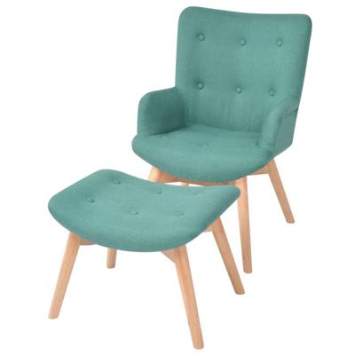 vidaXL Fauteuil met voetenbankje stof groen
