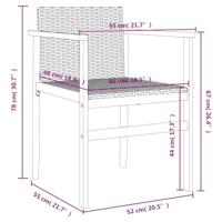 Tuinstoelen 2 st poly rattan en massief hout zwart - thumbnail