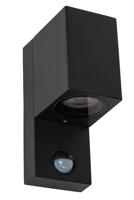 Lucide ZARO IR - Wandspot / Wandlamp Binnen/Buiten - 1xGU10 - IP65 - Beweging & dag/nacht sensor (uitschakelbaar) - Zwart - thumbnail