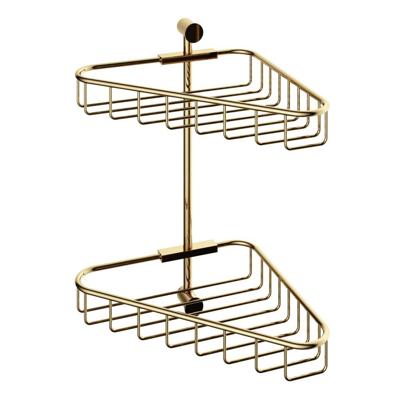 Hoekdraadkorf Hotbath Cobber Dubbel Wandmodel Gepolijst Messing Living Colours