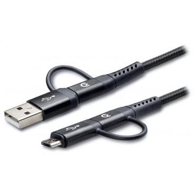 Mobilize Strong Nylon Cable 4in1 USB, USB-C to Micro USB, USB-C 1.5m Black