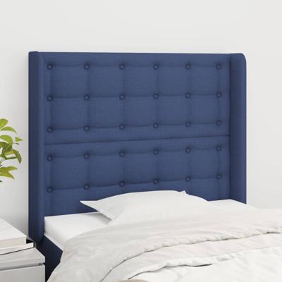 Hoofdbord met randen 163x16x78/88 cm stof blauw - thumbnail