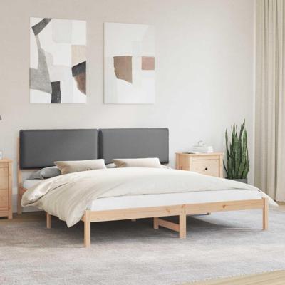 Bedframe met Gevoerd Hoofdgedeelte Donkergrijs 180 x 200 cm