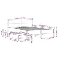 Bedframe zonder matras massief grenenhout 150x200 cm - thumbnail