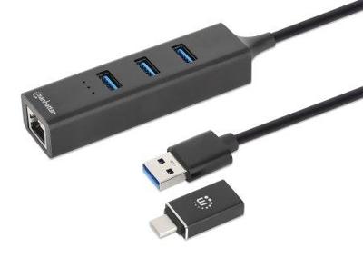 Manhattan 180894 USB 3.2 Gen 1-hub 4 poorten Zwart