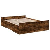 Bedframe met lades bewerkt hout gerookt eikenkleurig 140x190 cm - thumbnail