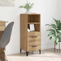 Dressoir artisanaal eikenkleurig 34 x 34.5 x 90 cm Bewerkt hout - thumbnail