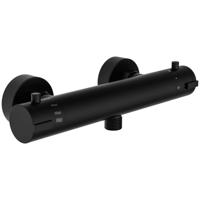 LONDON thermostatische mengkraan douche, zwart mat keramisch ½" (Ø ca. 1,9 cm) ventiel bovenstuk uitwisselbaar thermostaat element temperatuurschaal met veiligheidsstop op 38°C Eco-Click funct - thumbnail