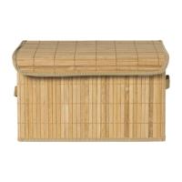 Opbergmand met deksel groot - bamboe - 25x38x22 cm - thumbnail