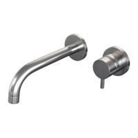 Brauer Brushed Edition Inbouw Wastafelmengkraan met Gebogen Uitloop en Rozetten Model B1 RVS Geborsteld PVD - thumbnail