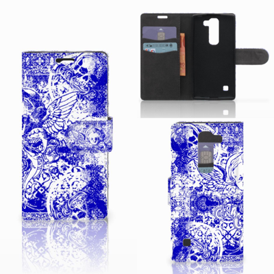Telefoonhoesje met Naam LG Spirit Angel Skull Blauw
