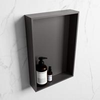 MONDIAZ EASY Nis 44,5x29,5cm in solid surface kleur DarkGrey | DarkGrey. 1 vak geschikt voor in- of opbouw - thumbnail