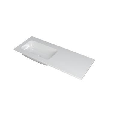 INK Faktor Wastafel Polystone Links met 1 Kraangat - 1200x450x15 mm - Glans Wit