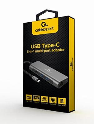 GEMBIRD A-CM-COMBO5-01 Multi-Port Adapter USB TYPE C 5IN1 LAN GIGABIT HUB USB 3.0