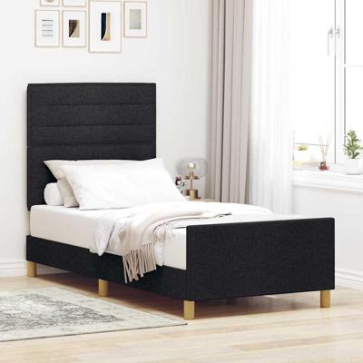 Bedframe met hoofdeinde Zwart 90 x 190 cm Stof