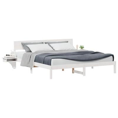 Bedframe met nachttafels Wit 180 x 200 cm Massief grenenhout