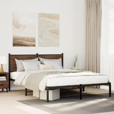 Bedframe zonder matras metaal gerookt eikenkleurig 140x190 cm
