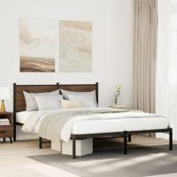 Bedframe met hoofdbord metaal gerookt eikenkleurig 140x190 cm - thumbnail