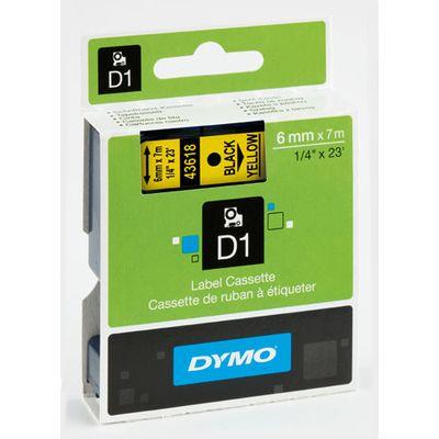 Labeltape DYMO D1 S0720790 Polyester Tapekleur: Geel Tekstkleur:Zwart 6 mm 7 m