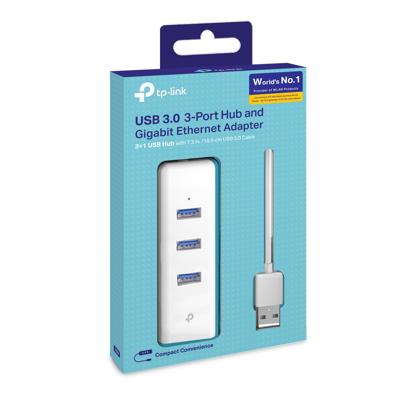TP-LINK 3-Port USB 3.0 Hub Gigabit Ethernet Adapter TP-LINK 3-Port USB 3.0 Hub Gigabit Ethernet Adapter