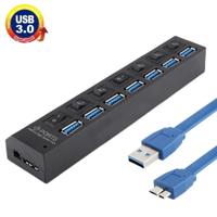 7 Ports USB 3.0 HUB Super Speed 5Gbps Plug and Play Support 1TB(Black) - thumbnail