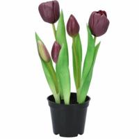 Daan Kromhout Kunstplant in pot tulp 26 cm | 6 stuks - thumbnail