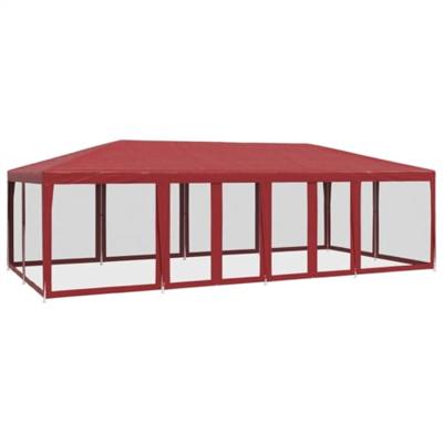 VidaXL Partytent met 12 mesh zijwanden 8x4 m hdpe rood VidaXL Partytent met 12 mesh zijwanden 8x4 m hdpe rood