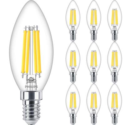 Philips LED Filament Lamp E14 10-pack - Dimbaar 2700K 3.4W Helder Licht