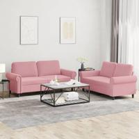 2-delige Loungeset met kussens fluweel roze - thumbnail