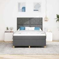 Boxspring Bed met Matras & LED Donkergrijs 140x200 cm Stof - thumbnail