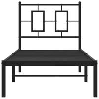 Bedframe met hoofdbord metaal zwart 80x200 cm - thumbnail
