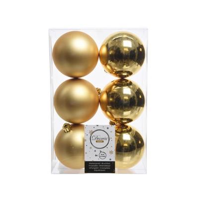 Decoris kerstballen plastic set goud 8cm 6st