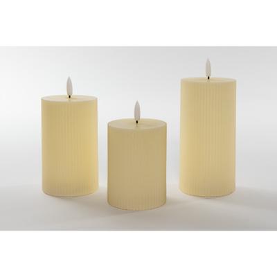 B.O. 3Pcs 3D Wick Ivory Ribbel Candle kaars 7,5X1012,515 cm Rusti Anna's Collection - Annas collection