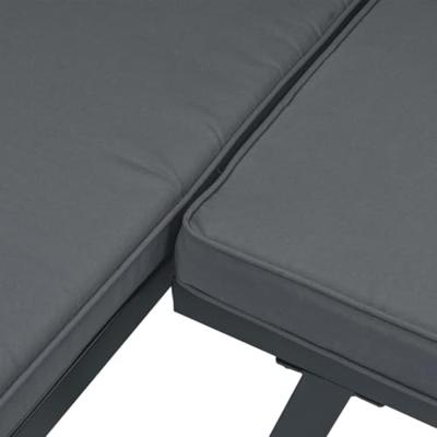 Tuinbanken met kussens 2 st gepoedercoat staal zwart - thumbnail