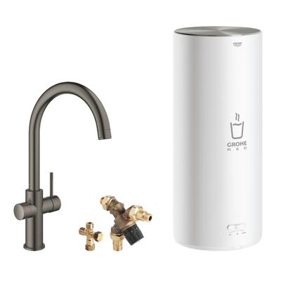 Grohe Red 3-in-1 kokendwaterkraan met C-uitloop en combi boiler graphite geborsteld
