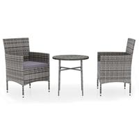 3-delige Tuinset poly rattan grijs - thumbnail