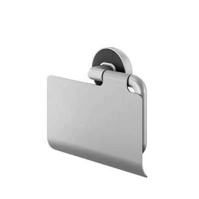 Tiger Cooper Toiletrolhouder - met klep - geborsteld RVS/zwart 800224