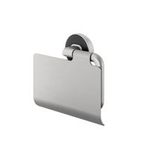 Tiger Cooper Toiletrolhouder - met klep - geborsteld RVS/zwart 800224 - thumbnail