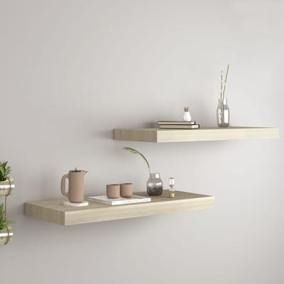 VidaXL Wandschappen zwevend 2 st 60x23,5x3,8 cm mdf eikenkleurig VidaXL Wandschappen zwevend 2 st 60x23,5x3,8 cm mdf eikenkleurig