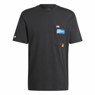 Heren-T-Shirt met Korte Mouwen Adidas Remoji Pocket Graphic Zwart - Maat: M