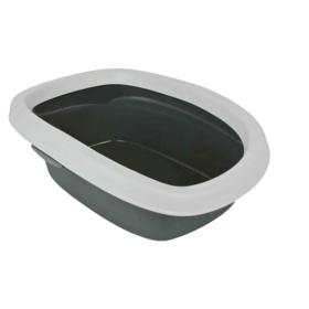 TRIXIE KATTENBAK CARLO MET RAND DONKERGRIJS / LICHTGRIJS 43X31X14 CM 2 ST