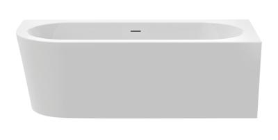Half-vrijstaand bad Xenz Charley | 165x76 cm | Rechts | Incl.Badafvoer-Zwart mat | Sleuf overloop | Acryl | Glans wit