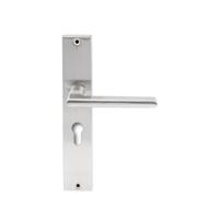 Hardbrass Deurkruk Athene op rechthoekig langschild profielcilindergat 55mm - RVS - thumbnail